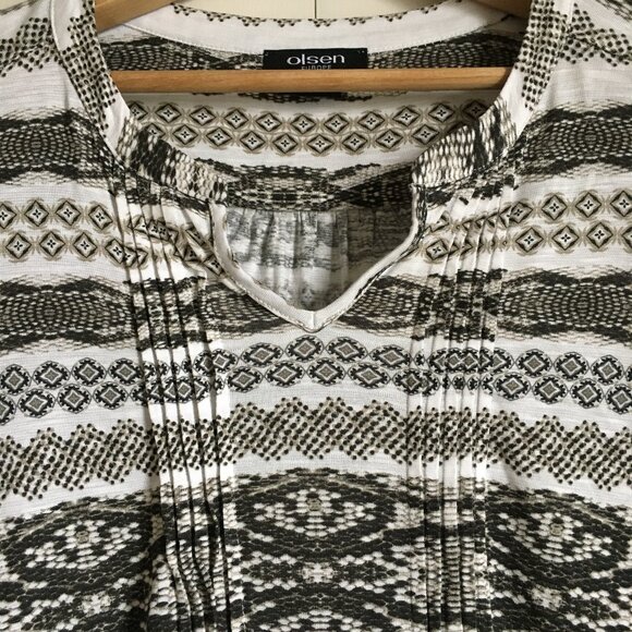 Olsen Europe Reptile Scale Print Tuckwork Jersey Tunic Top - Picture 3 of 15